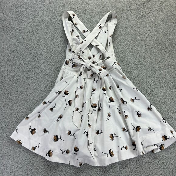 Free People White Floral Print V Neck Skater Style Dress Size 0 - Picture 4 of 8